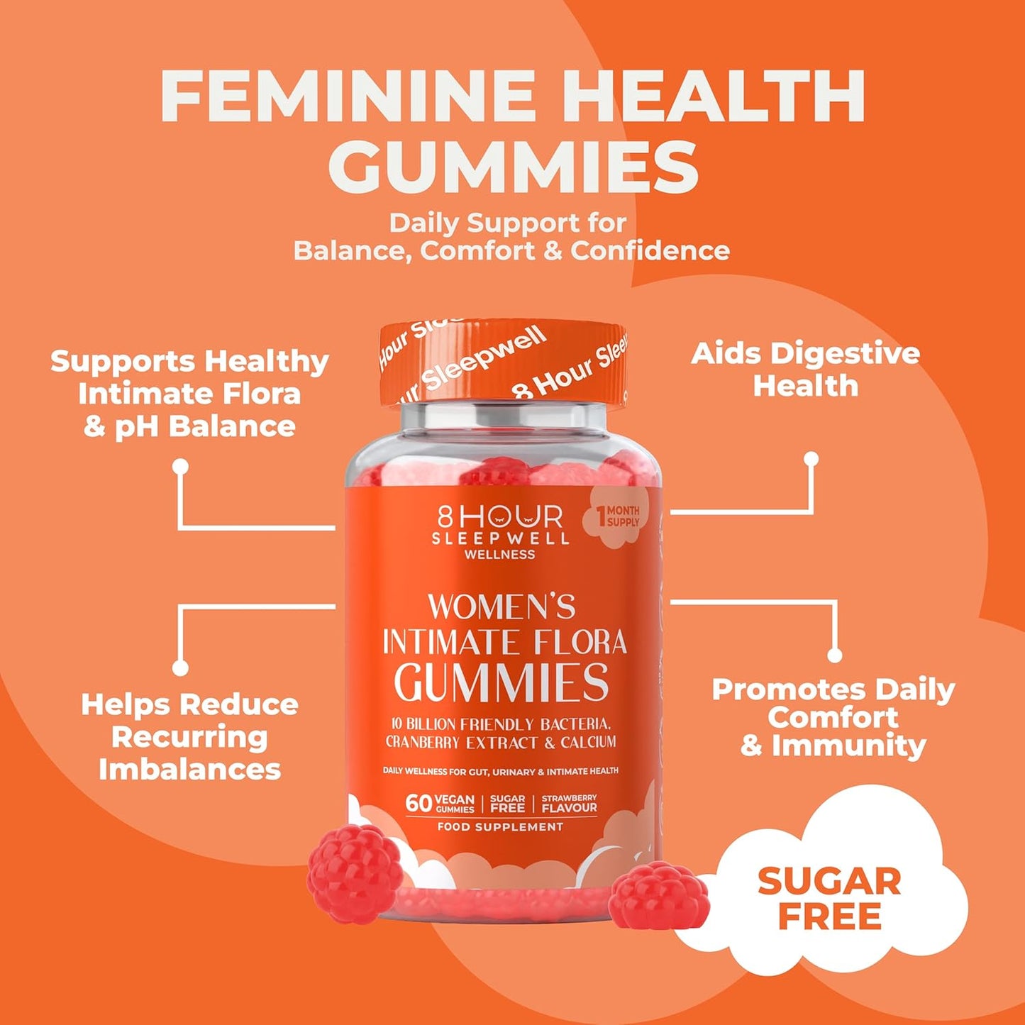 Women's Intimate Flora gummies with Cranberry Extract, Pre & Probiotics