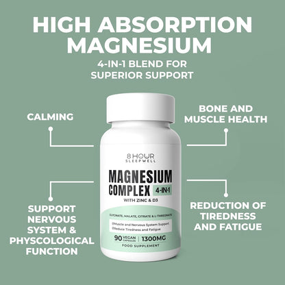 4-in-1 Magnesium Complex Capsules With Glycinate, Citrate, Malate & L-Threonate