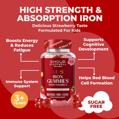 Kids Iron Gummies with Vitamin C, B12 & Folic Acid