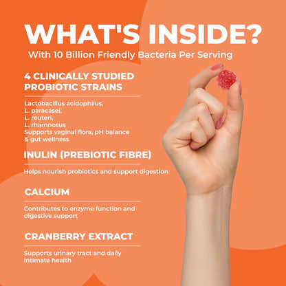 Women's Intimate Flora gummies with Cranberry Extract, Pre & Probiotics