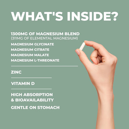 4-in-1 Magnesium Complex Capsules With Glycinate, Citrate, Malate & L-Threonate