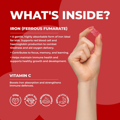 Kids Iron Gummies with Vitamin C, B12 & Folic Acid