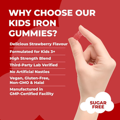 Kids Iron Gummies with Vitamin C, B12 & Folic Acid