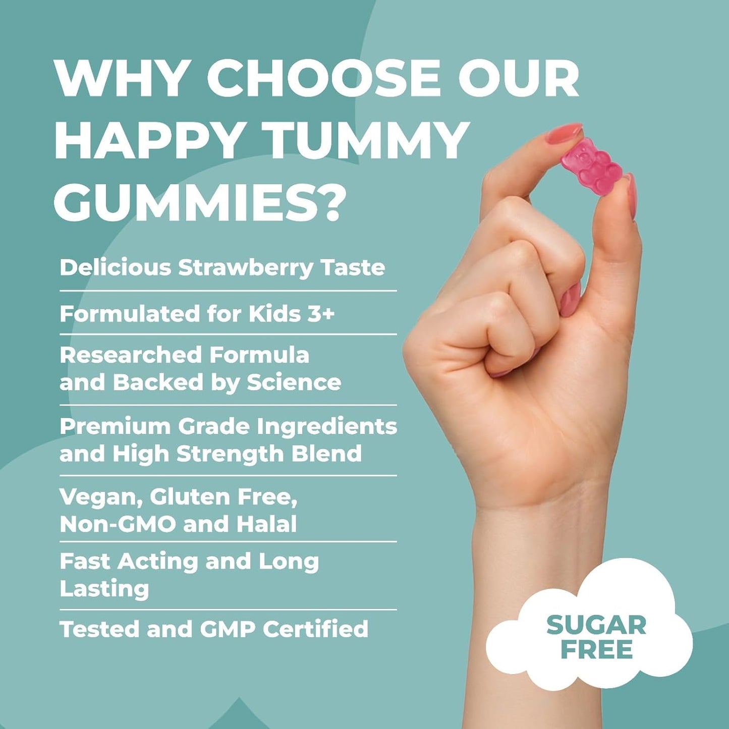 Kids Happy Tummy Gummies with Probiotics, Vitamin D & Calcium