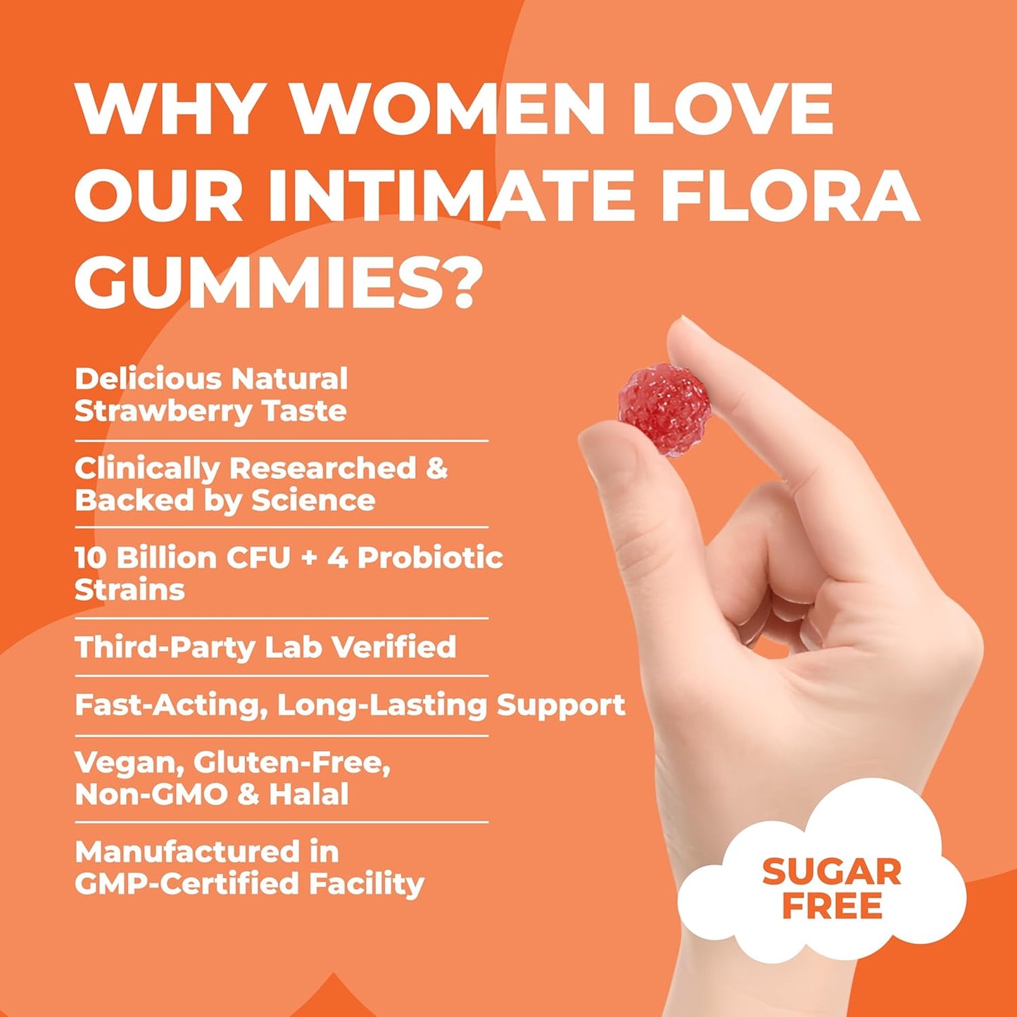 Women's Intimate Flora gummies with Cranberry Extract, Pre & Probiotics