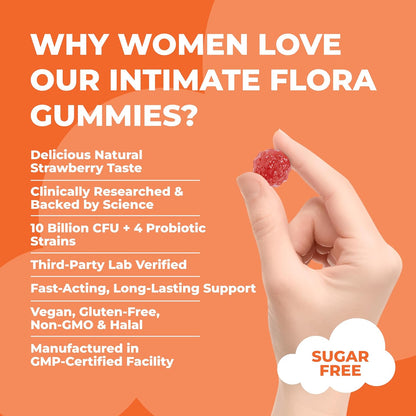 Women's Intimate Flora gummies with Cranberry Extract, Pre & Probiotics
