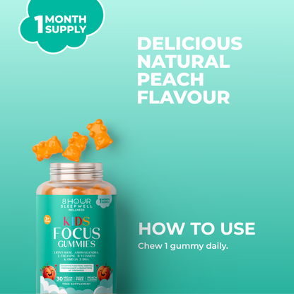 Kids Focus Gummies | 30 Nootropic Gummies | Lion's Mane | 8 Hour Sleepwell 8 Hour Sleepwell