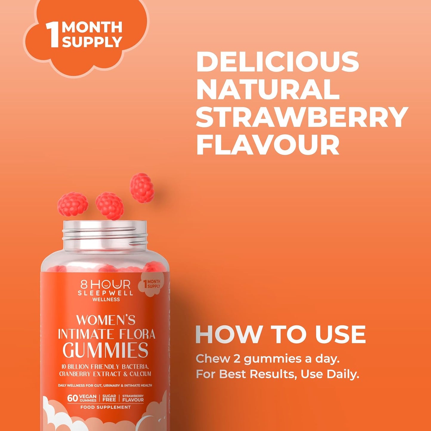 Women's Intimate Flora gummies with Cranberry Extract, Pre & Probiotics