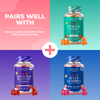 Kids Focus Gummies | 30 Nootropic Gummies | Lion's Mane | 8 Hour Sleepwell 8 Hour Sleepwell