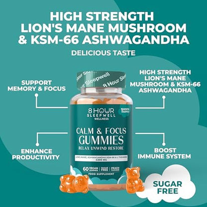 Calm & Focus Gummies With Lion’s Mane & Ashwagandha KSM-66