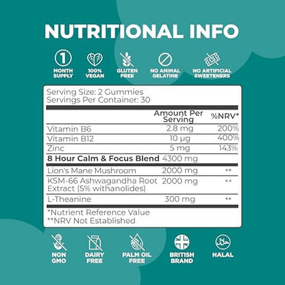Calm & Focus Gummies With Lion’s Mane & Ashwagandha KSM-66
