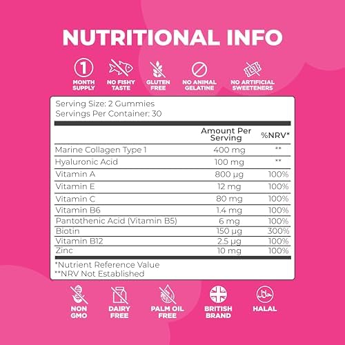 Collagen Gummies with Biotin, Vitamin C & Hyaluronic Acid